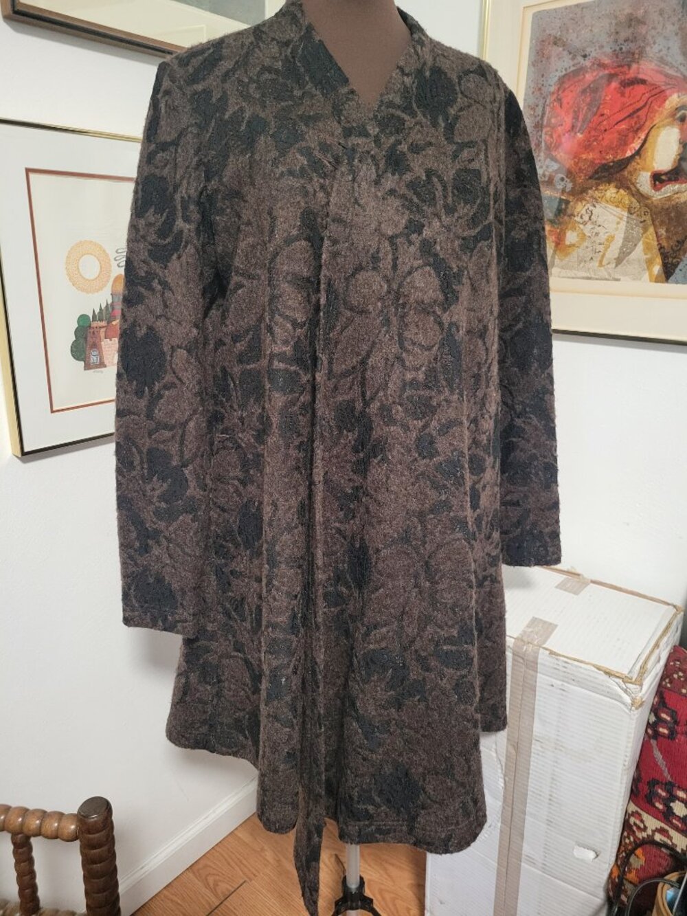 Stella Carakasi Crossover Style Brown Embossed Coat Size L